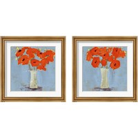 Framed 'Orange Poppy Impression 2 Piece Framed Art Print Set' border=