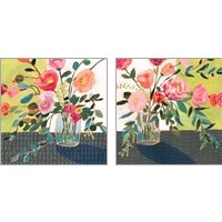 Framed 'Quirky Bouquet 2 Piece Art Print Set' border=