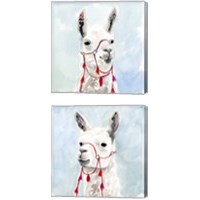 Framed 'Watercolor Llama 2 Piece Canvas Print Set' border=