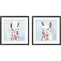 Framed 'Watercolor Llama 2 Piece Framed Art Print Set' border=