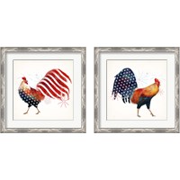 Framed 'Rooster Fireworks 2 Piece Framed Art Print Set' border=