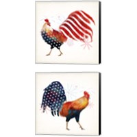 Framed 'Rooster Fireworks 2 Piece Canvas Print Set' border=