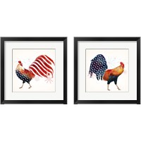 Framed 'Rooster Fireworks 2 Piece Framed Art Print Set' border=
