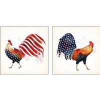Framed 'Rooster Fireworks 2 Piece Art Print Set' border=