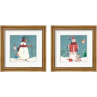 Framed 'Folk Snowman 2 Piece Framed Art Print Set' border=