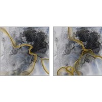 Framed 'Watercolor Symphony Gold touch 2 Piece Art Print Set' border=