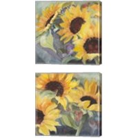 Framed 'Sunflowers in Watercolor  2 Piece Canvas Print Set' border=