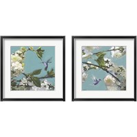 Framed 'Hummingbird Florals 2 Piece Framed Art Print Set' border=