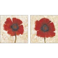 Framed 'Red Poppy Portrait 2 Piece Art Print Set' border=