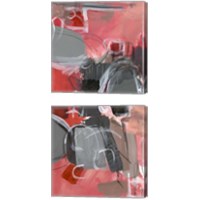 Framed Red & Gray Abstract 2 Piece Canvas Print Set