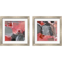 Framed 'Red & Gray Abstract 2 Piece Framed Art Print Set' border=