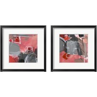 Framed 'Red & Gray Abstract 2 Piece Framed Art Print Set' border=