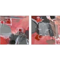 Framed Red & Gray Abstract 2 Piece Art Print Set
