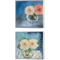 Framed 'Roses  2 Piece Canvas Print Set' border=