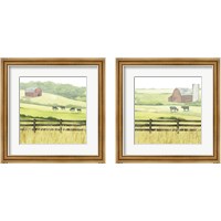 Framed 'Sunlit Graze 2 Piece Framed Art Print Set' border=