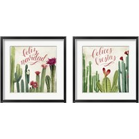 Framed 'Christmas Cactus 2 Piece Framed Art Print Set' border=