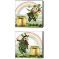Framed 'Leprechaun's Rainbow 2 Piece Canvas Print Set' border=