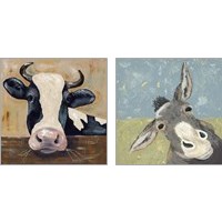 Framed 'Farm Life Animal 2 Piece Art Print Set' border=