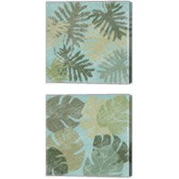 Framed Faded Tropical Leaves 2 Piece Canvas Print Set