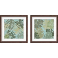 Framed 'Faded Tropical Leaves 2 Piece Framed Art Print Set' border=