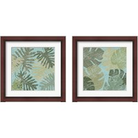 Framed 'Faded Tropical Leaves 2 Piece Framed Art Print Set' border=