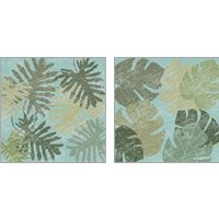 Framed 'Faded Tropical Leaves 2 Piece Art Print Set' border=