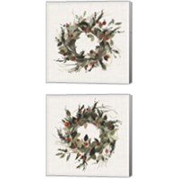Framed 'Farmhouse Wreath  2 Piece Canvas Print Set' border=