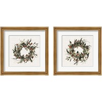 Framed 'Farmhouse Wreath  2 Piece Framed Art Print Set' border=