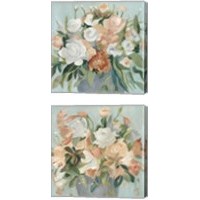 Framed 'Soft Pastel Bouquet 2 Piece Canvas Print Set' border=