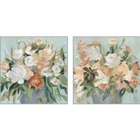 Framed Soft Pastel Bouquet 2 Piece Art Print Set