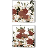 Framed 'Terracotta Wildflowers 2 Piece Canvas Print Set' border=