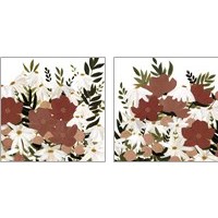 Framed Terracotta Wildflowers 2 Piece Art Print Set