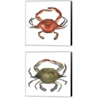 Framed 'Watercolor Crab 2 Piece Canvas Print Set' border=
