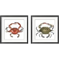 Framed 'Watercolor Crab 2 Piece Framed Art Print Set' border=