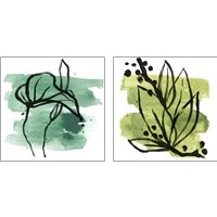 Framed 'Tropical Sumi-e 2 Piece Art Print Set' border=