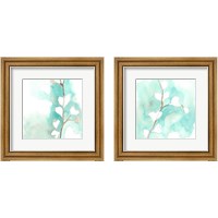 Framed Teal and Ochre Ginko 2 Piece Framed Art Print Set