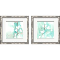 Framed 'Teal and Ochre Ginko 2 Piece Framed Art Print Set' border=