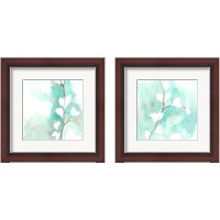 Framed 'Teal and Ochre Ginko 2 Piece Framed Art Print Set' border=