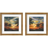 Framed 'Stunning Tropical Sunset 2 Piece Framed Art Print Set' border=