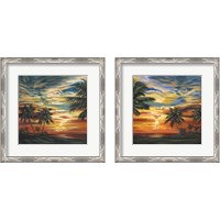 Framed 'Stunning Tropical Sunset 2 Piece Framed Art Print Set' border=