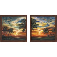 Framed 'Stunning Tropical Sunset 2 Piece Framed Art Print Set' border=