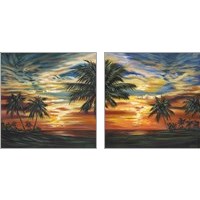 Framed Stunning Tropical Sunset 2 Piece Art Print Set