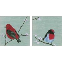 Framed 'Bird & Blossoms 2 Piece Art Print Set' border=