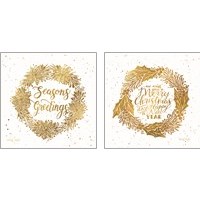 Framed 'Merry Christmas and Happy New Year 2 Piece Art Print Set' border=