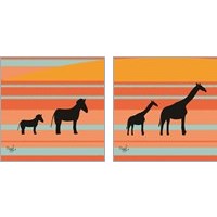Framed 'Safari Sunset 2 Piece Art Print Set' border=
