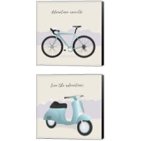 Framed 'Two-Wheel Travel 2 Piece Canvas Print Set' border=