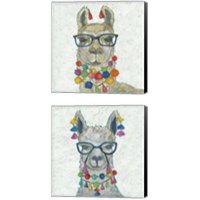 Framed 'Llama Love with Glasses 2 Piece Canvas Print Set' border=