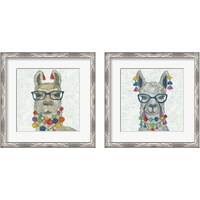 Framed 'Llama Love with Glasses 2 Piece Framed Art Print Set' border=