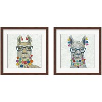 Framed 'Llama Love with Glasses 2 Piece Framed Art Print Set' border=