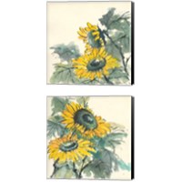 Framed 'Sunflower  2 Piece Canvas Print Set' border=